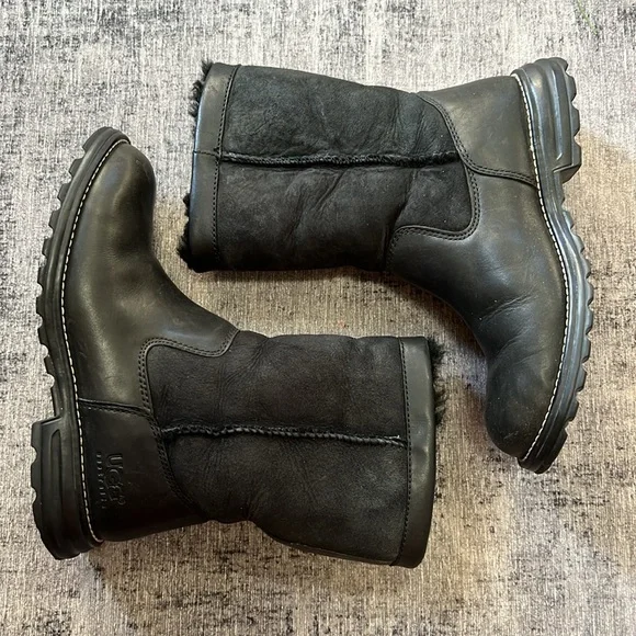 UGG Leather Black Boots - Picture 3 of 8